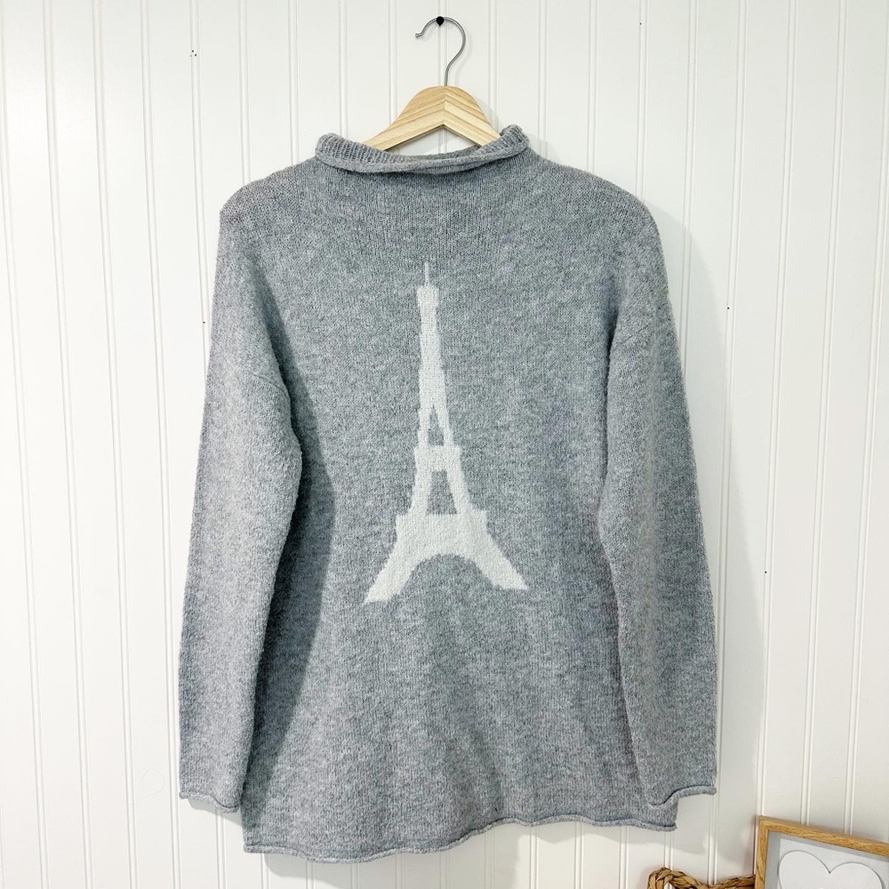 ♥︎ cupcakes & cashmere Grey Eiffel Tower Tunic Sweater - MEDIUM